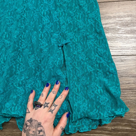 *97* Y2K Vintage Lace Sheer Babydoll Lingerie Slip (Teal) Size 40DD / 1X - Picture 4 of 8